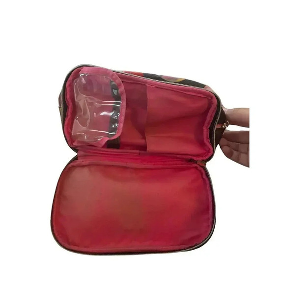 Trina Turk Black Floral Print Zipper Toiletry Pouch Cosmetic Bag - Picture 5 of 6